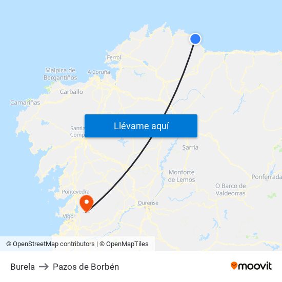 Burela to Pazos de Borbén map