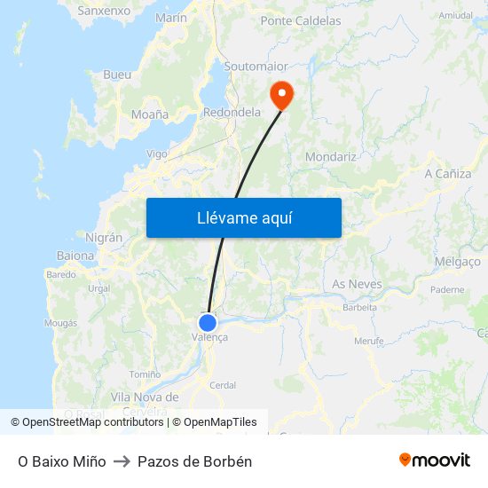 O Baixo Miño to Pazos de Borbén map