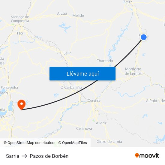 Sarria to Pazos de Borbén map