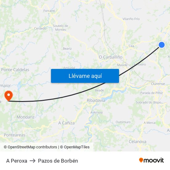 A Peroxa to Pazos de Borbén map
