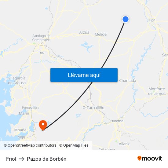 Friol to Pazos de Borbén map