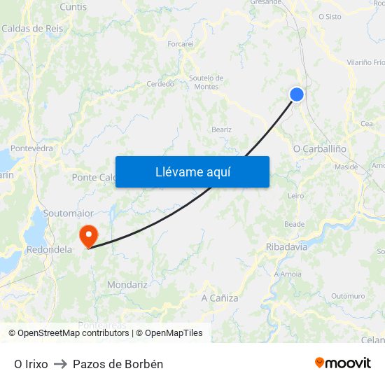 O Irixo to Pazos de Borbén map