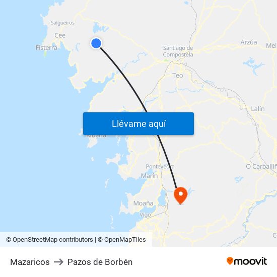 Mazaricos to Pazos de Borbén map
