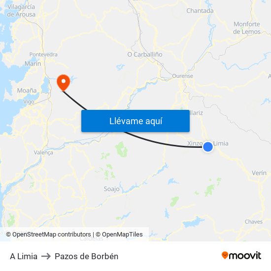 A Limia to Pazos de Borbén map