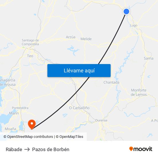 Rábade to Pazos de Borbén map