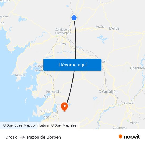 Oroso to Pazos de Borbén map