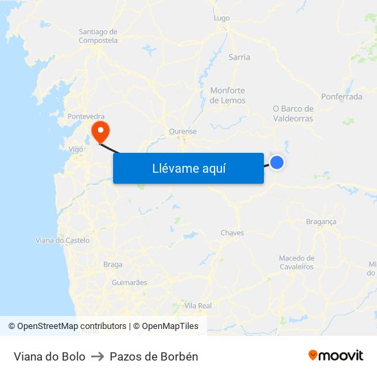 Viana do Bolo to Pazos de Borbén map