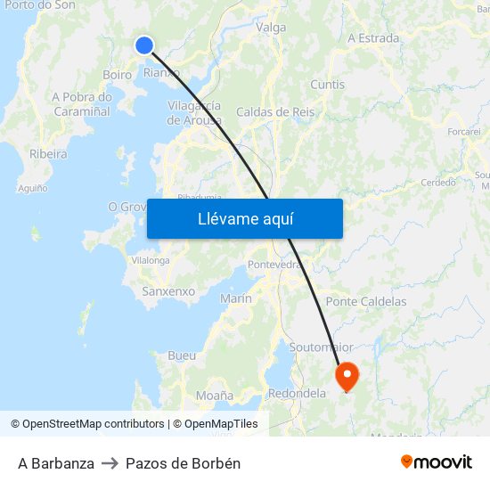 A Barbanza to Pazos de Borbén map