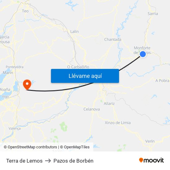 Terra de Lemos to Pazos de Borbén map
