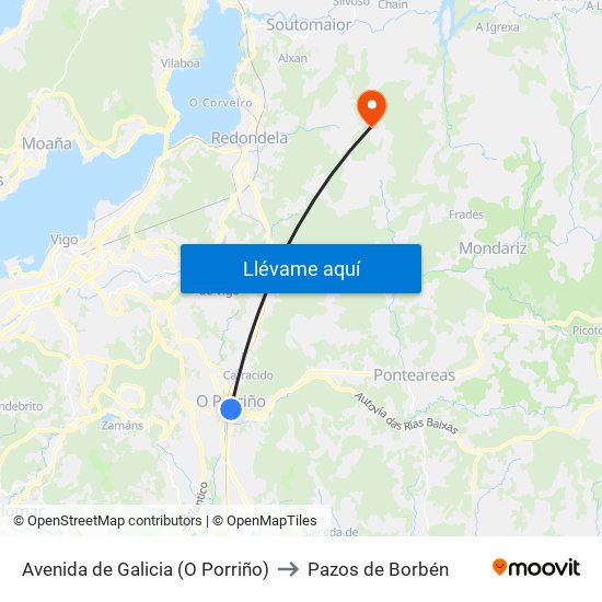 Avenida de Galicia (O Porriño) to Pazos de Borbén map