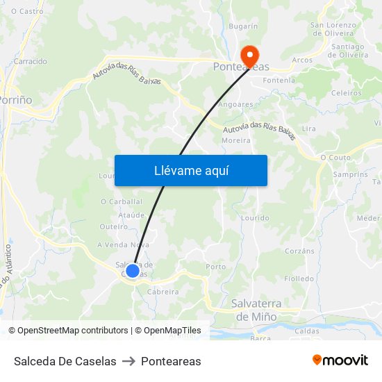 Salceda De Caselas to Ponteareas map