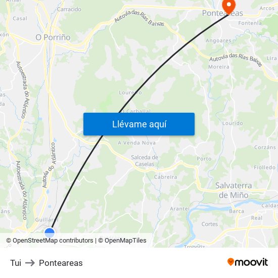 Tui to Ponteareas map