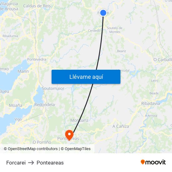 Forcarei to Ponteareas map