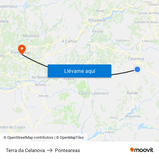 Terra da Celanova to Ponteareas map