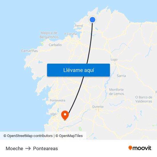 Moeche to Ponteareas map