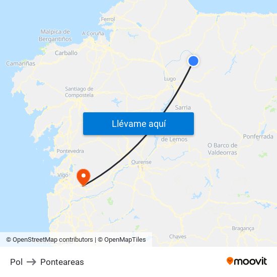 Pol to Ponteareas map