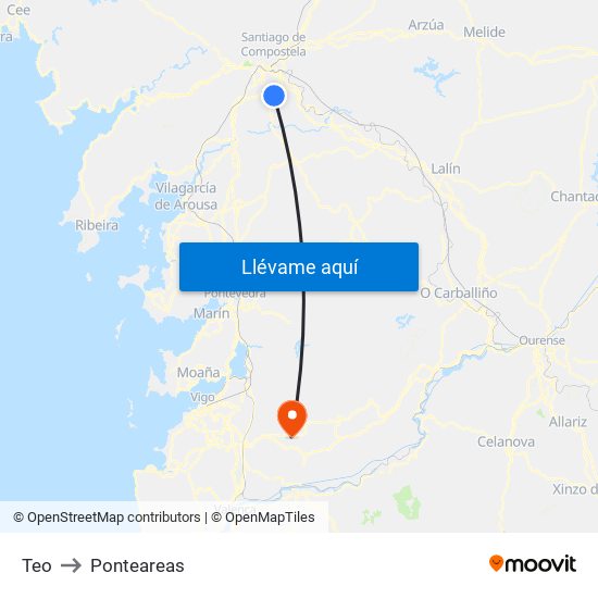 Teo to Ponteareas map