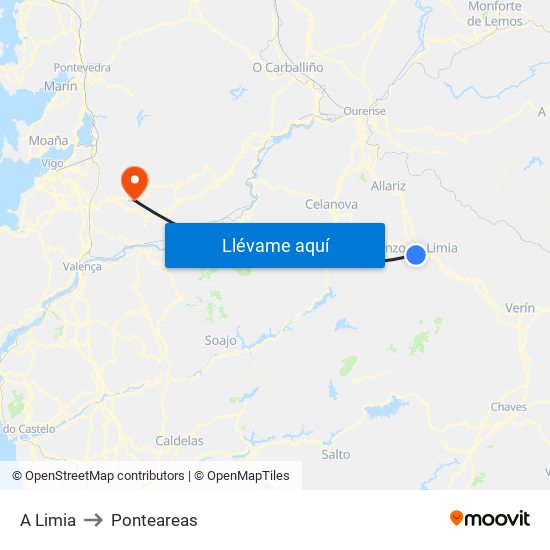 A Limia to Ponteareas map