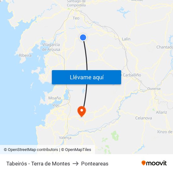 Tabeirós - Terra de Montes to Ponteareas map
