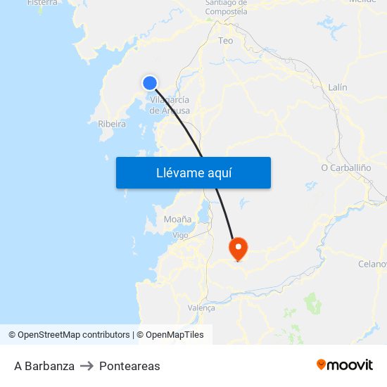 A Barbanza to Ponteareas map