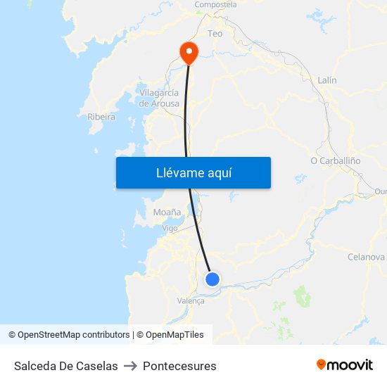 Salceda De Caselas to Pontecesures map