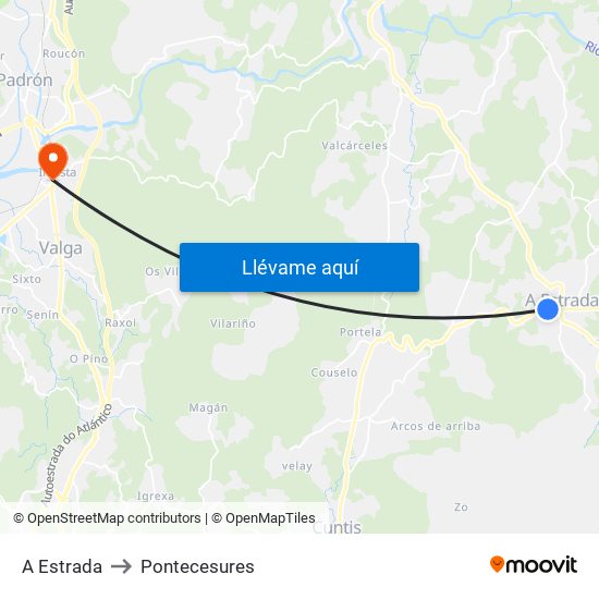 A Estrada to Pontecesures map