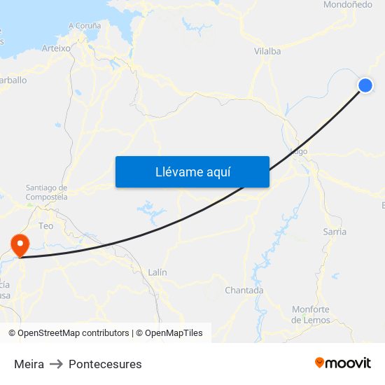 Meira to Pontecesures map