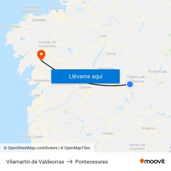 Vilamartín de Valdeorras to Pontecesures map
