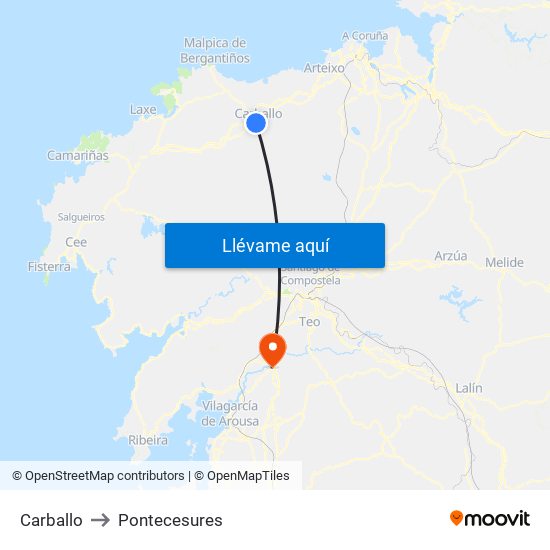 Carballo to Pontecesures map