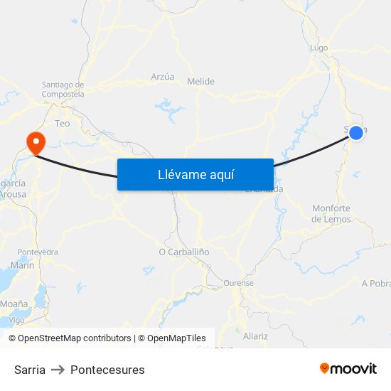 Sarria to Pontecesures map