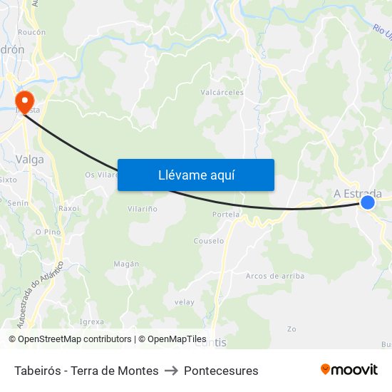 Tabeirós - Terra de Montes to Pontecesures map