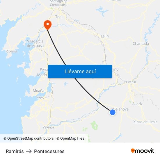 Ramirás to Pontecesures map
