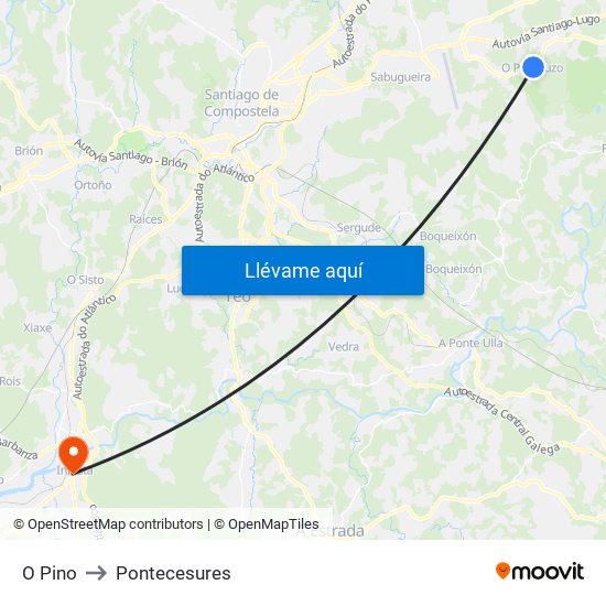 O Pino to Pontecesures map