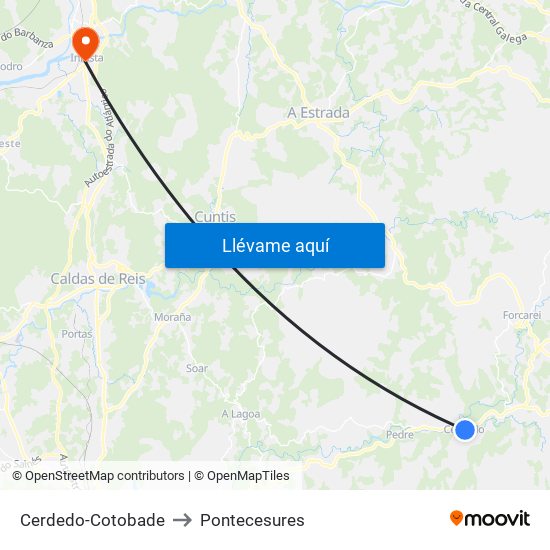 Cerdedo-Cotobade to Pontecesures map