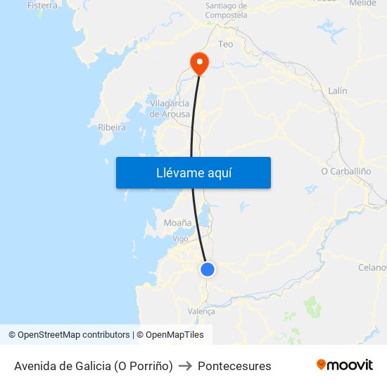 Avenida de Galicia (O Porriño) to Pontecesures map