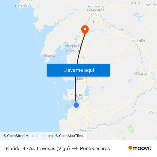 Florida, 4 - As Travesas (Vigo) to Pontecesures map