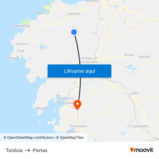 Tordoia to Portas map