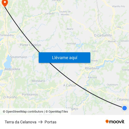 Terra da Celanova to Portas map
