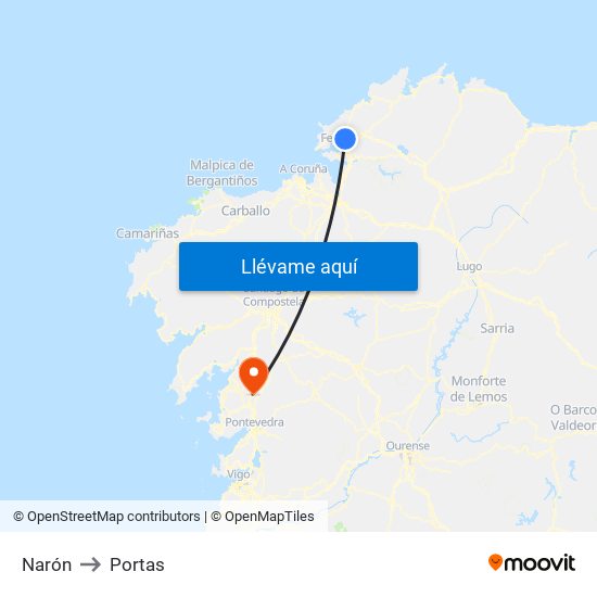 Narón to Portas map