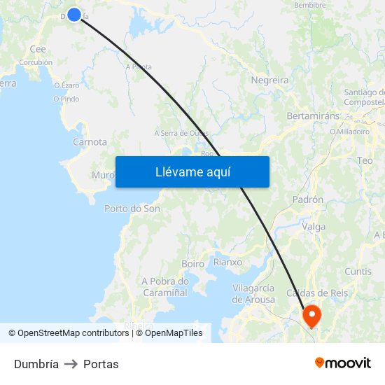 Dumbría to Portas map