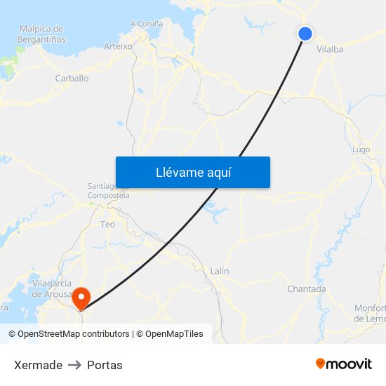 Xermade to Portas map