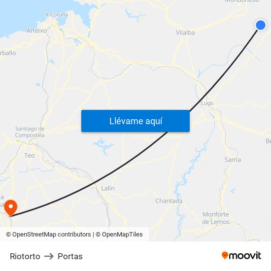 Riotorto to Portas map