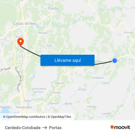 Cerdedo-Cotobade to Portas map