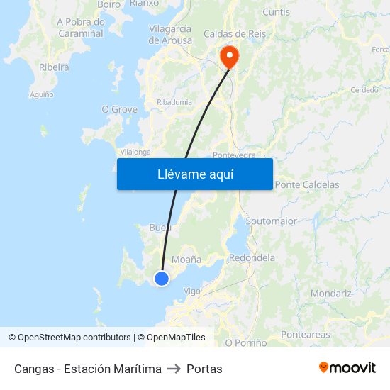 Cangas - Estación Marítima to Portas map