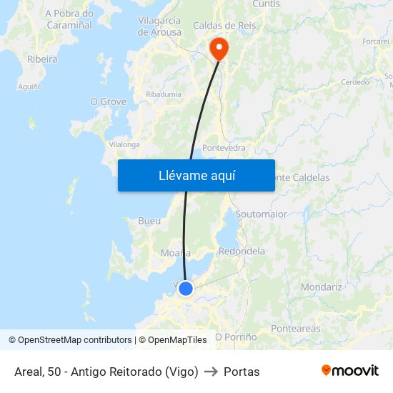 Areal, 50 - Antigo Reitorado (Vigo) to Portas map