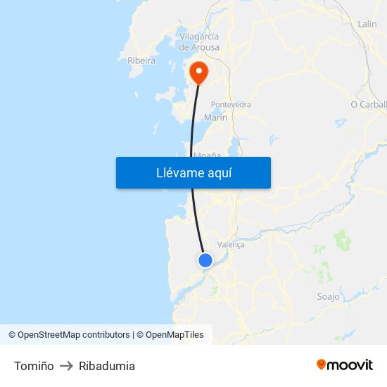Tomiño to Ribadumia map