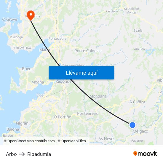 Arbo to Ribadumia map