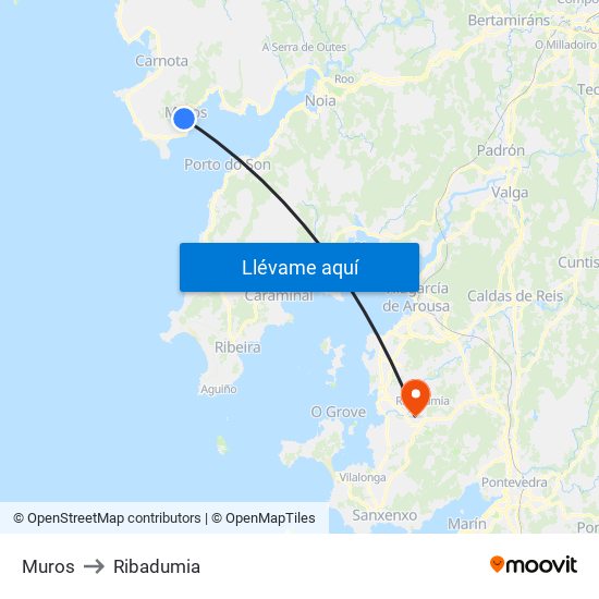 Muros to Ribadumia map