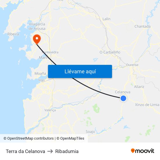 Terra da Celanova to Ribadumia map
