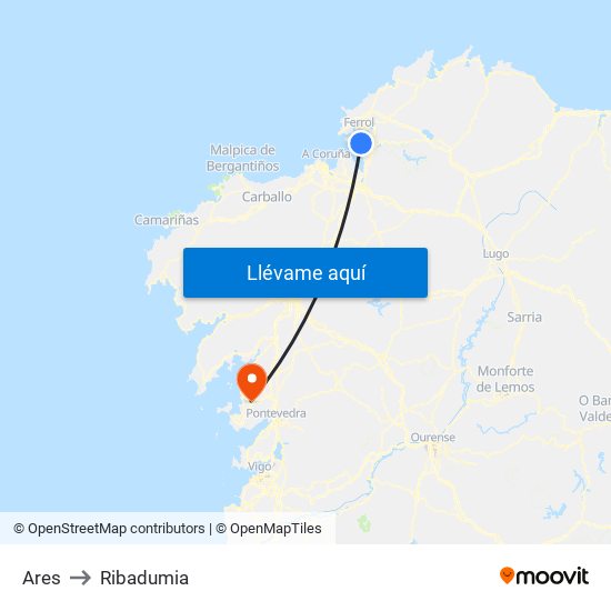 Ares to Ribadumia map